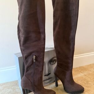 Jennifer Lopez Dark Brown Over-the-Knee Boots